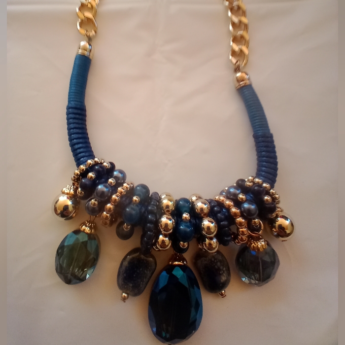 Traci Lynn Crystal Gemstone & Pearl Rope Bib Statement Necklace!